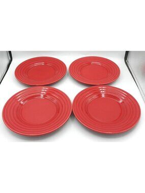 Primagera Red Salad Plates Set of 4 Embossed Rings Beehive Band Portugal
